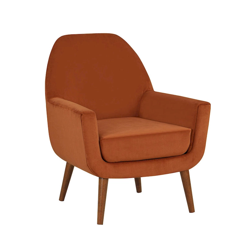 Fauteuil d'appoint en velours du milieu du siècle avec assise en forme de U