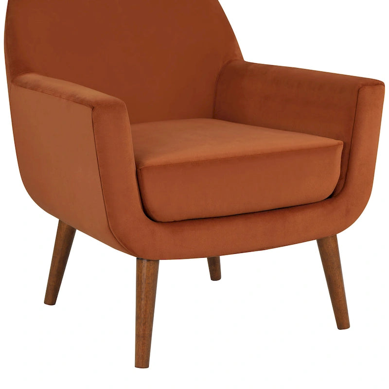 Fauteuil d'appoint en velours du milieu du siècle avec assise en forme de U