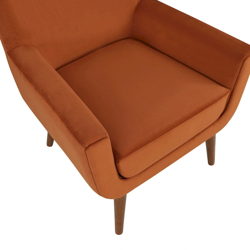 Fauteuil d'appoint en velours du milieu du siècle avec assise en forme de U