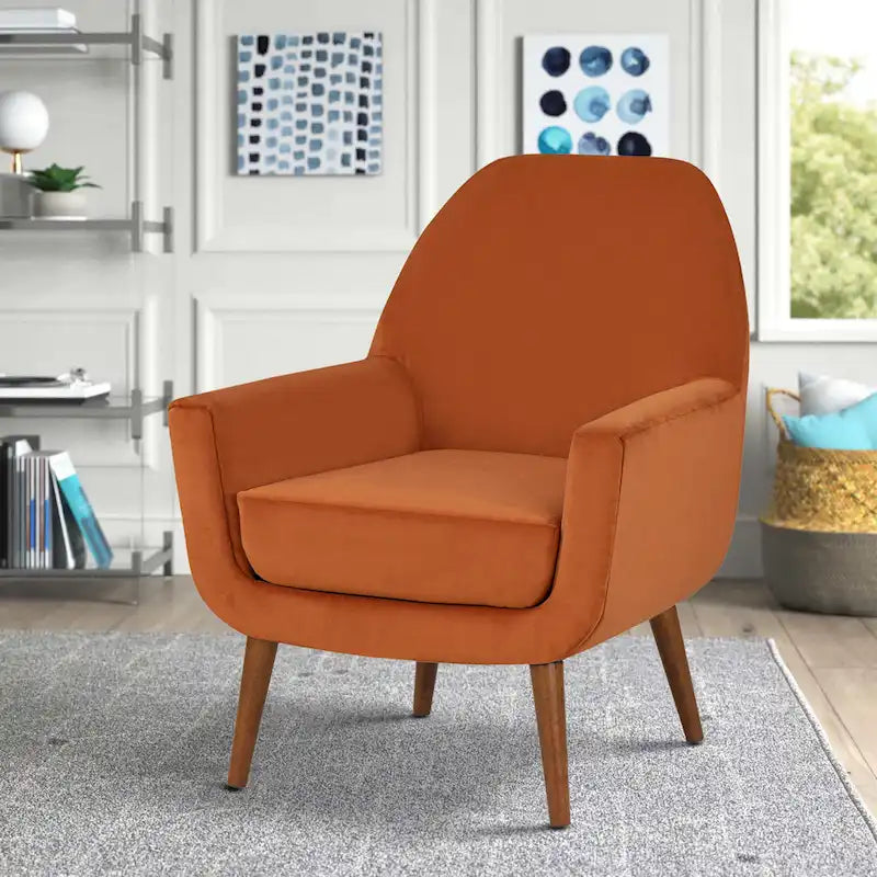Fauteuil d'appoint en velours du milieu du siècle avec assise en forme de U