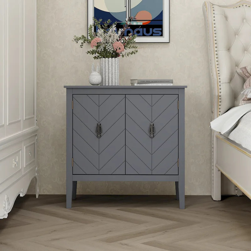 Buffet à 2 portes en bois de style vintage avec étagères réglables