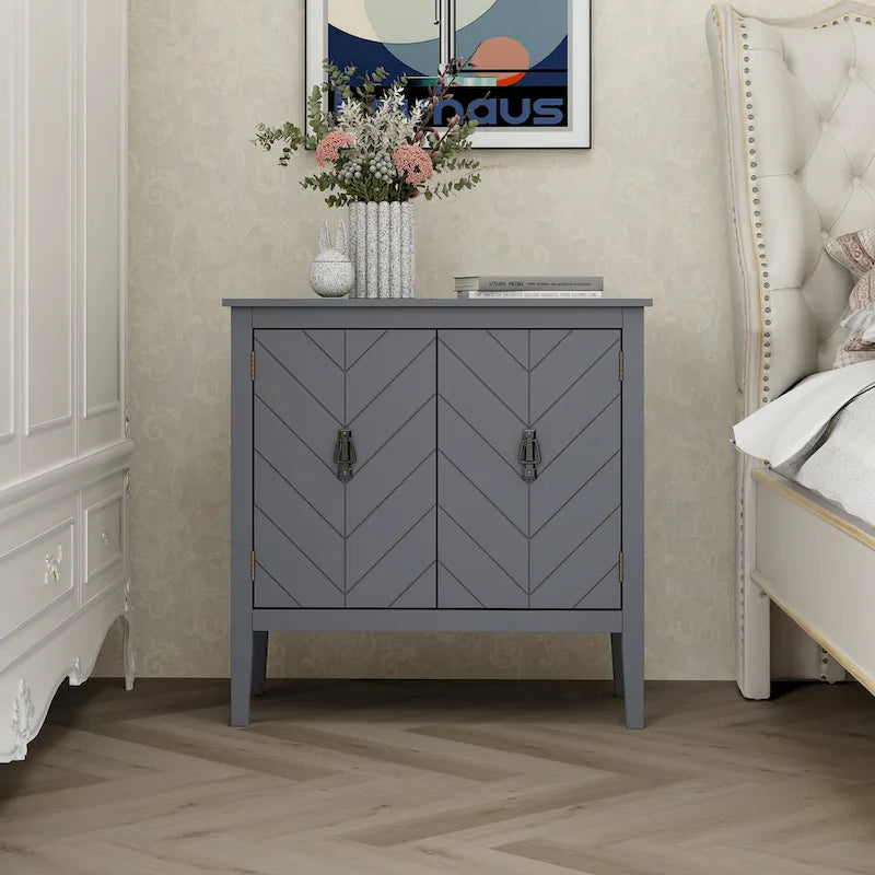 Buffet à 2 portes en bois de style vintage avec étagères réglables