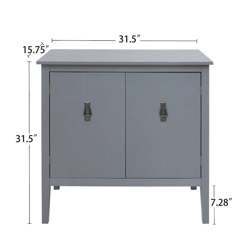 Buffet à 2 portes en bois de style vintage avec étagères réglables