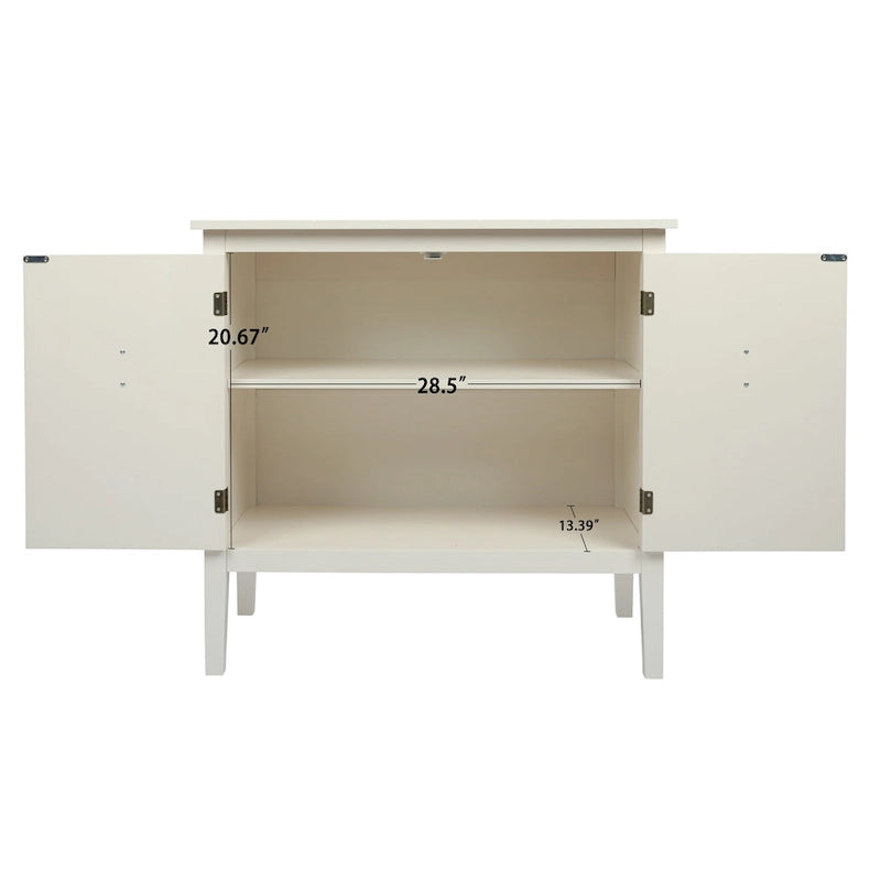 Buffet à 2 portes en bois de style vintage avec étagères réglables