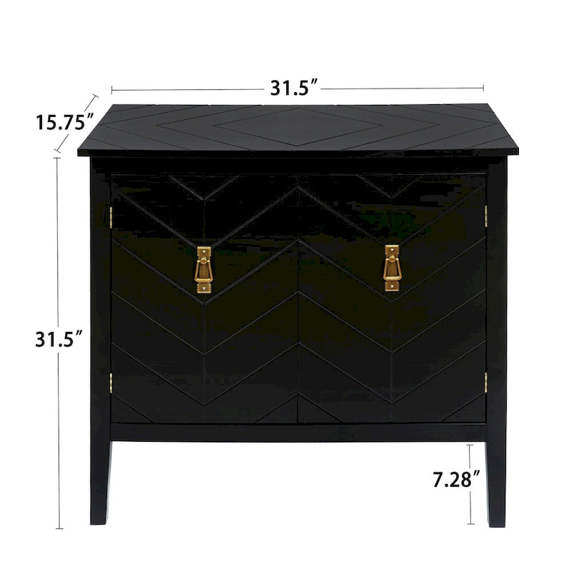 Buffet à 2 portes en bois de style vintage avec étagères réglables