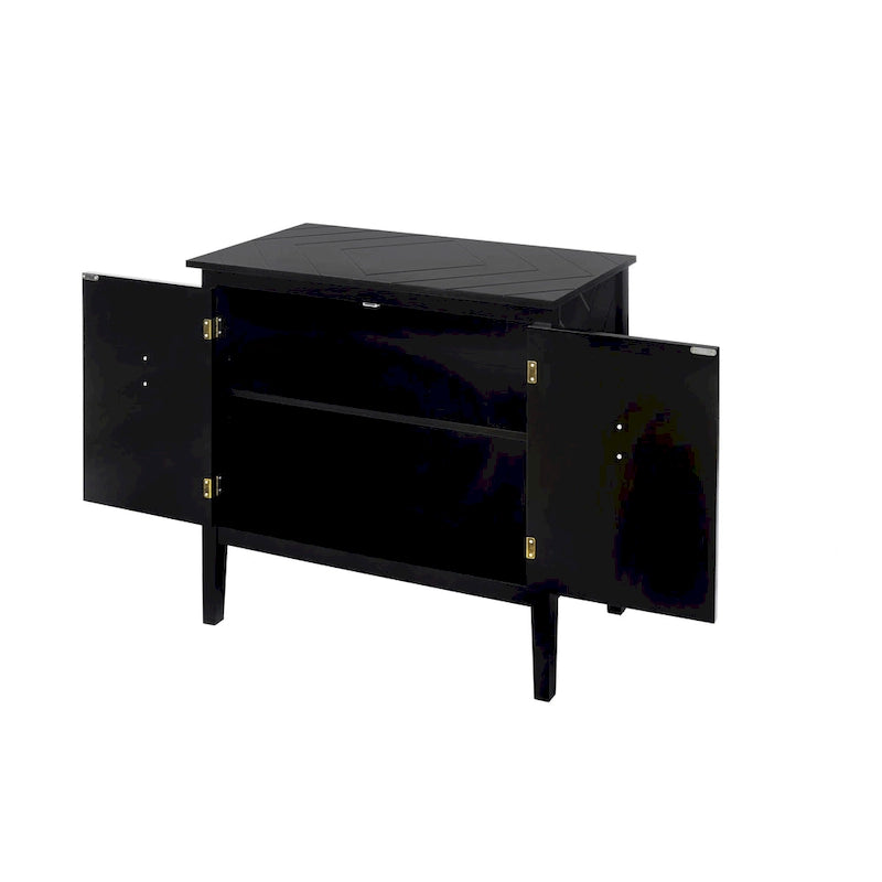 Buffet à 2 portes en bois de style vintage avec étagères réglables