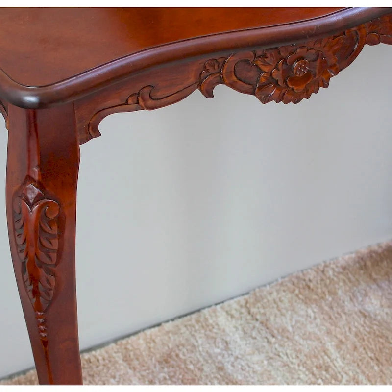 Console en bois dur sculptée à la main avec double teinture noyer