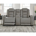 Signature Design by Ashley Man-Den Leather Power Dual Adjustable Reclining Loveseat - 74 W x 40 D x 43 H