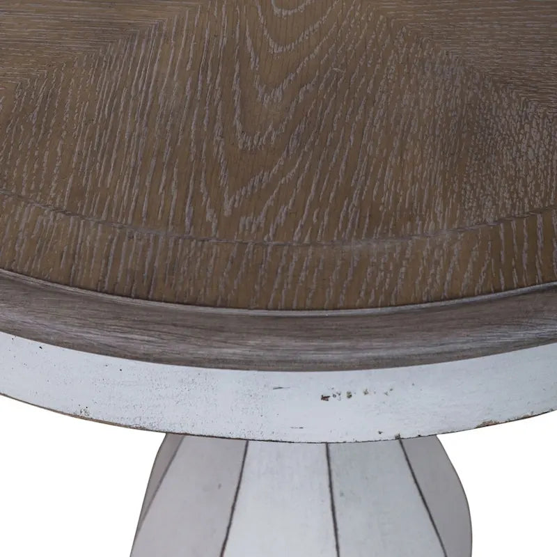 Table d'appoint ronde antique blanche avec pied tourné