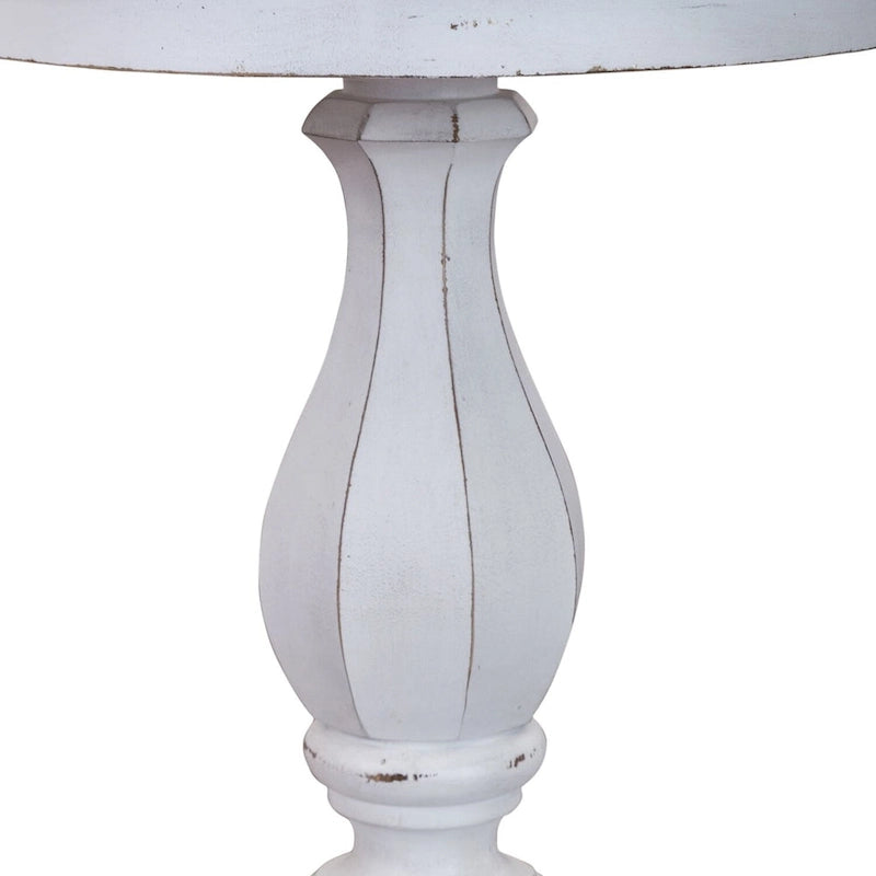 Table d'appoint ronde antique blanche avec pied tourné