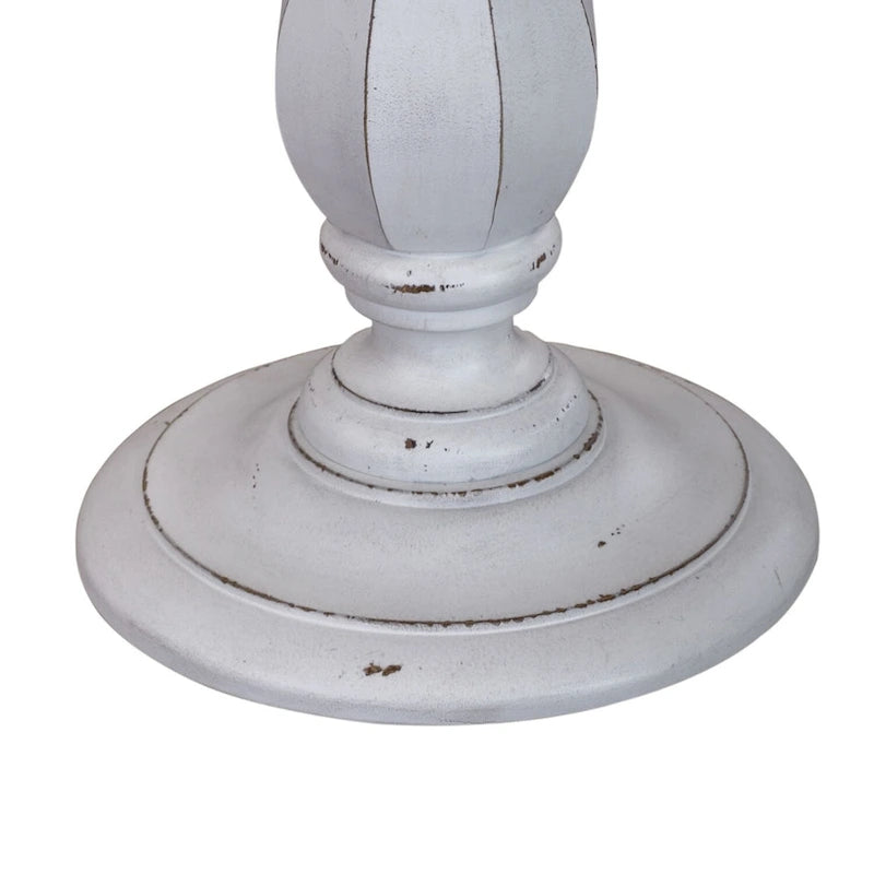 Table d'appoint ronde antique blanche avec pied tourné