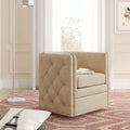 Fauteuil d'appoint capitonné pivotant en cuir pleine fleur