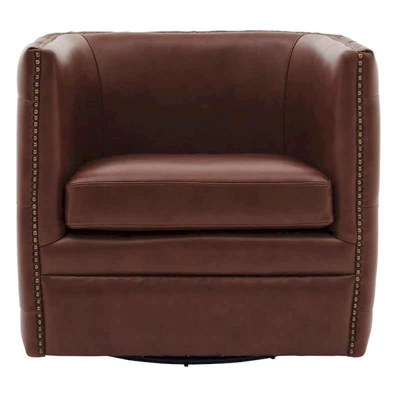 Fauteuil d'appoint capitonné pivotant en cuir pleine fleur