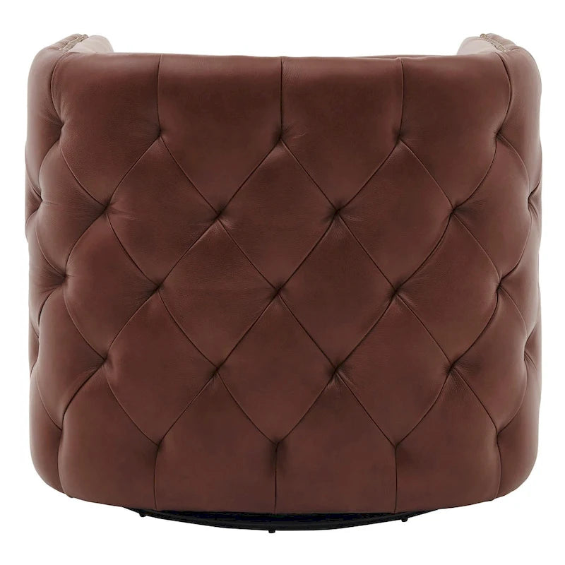Fauteuil d'appoint capitonné pivotant en cuir pleine fleur