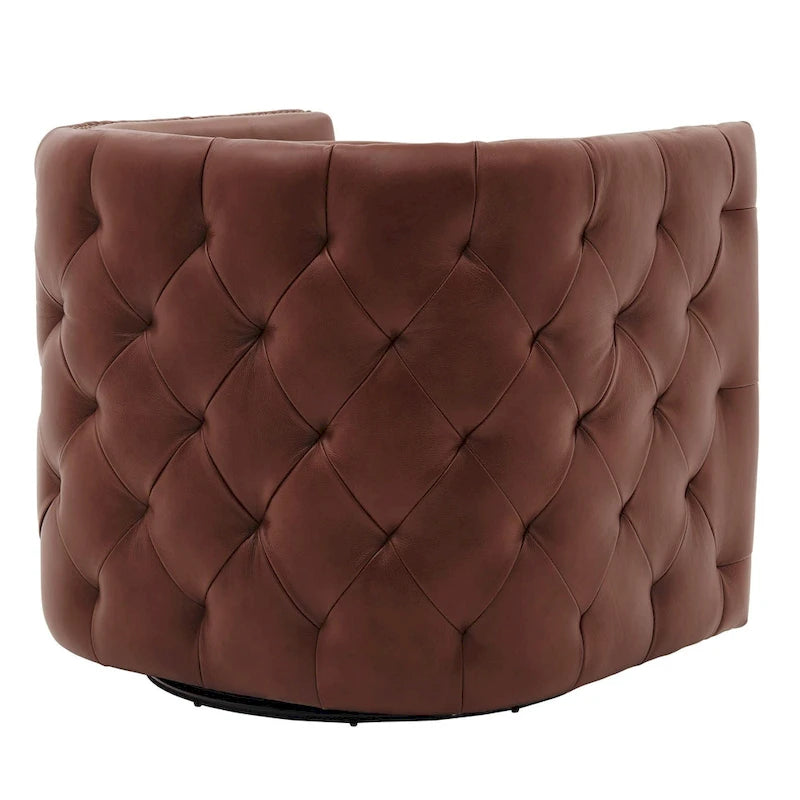 Fauteuil d'appoint capitonné pivotant en cuir pleine fleur