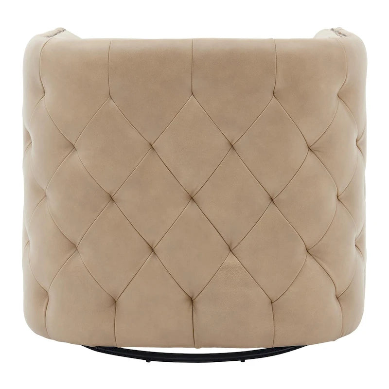 Fauteuil d'appoint capitonné pivotant en cuir pleine fleur