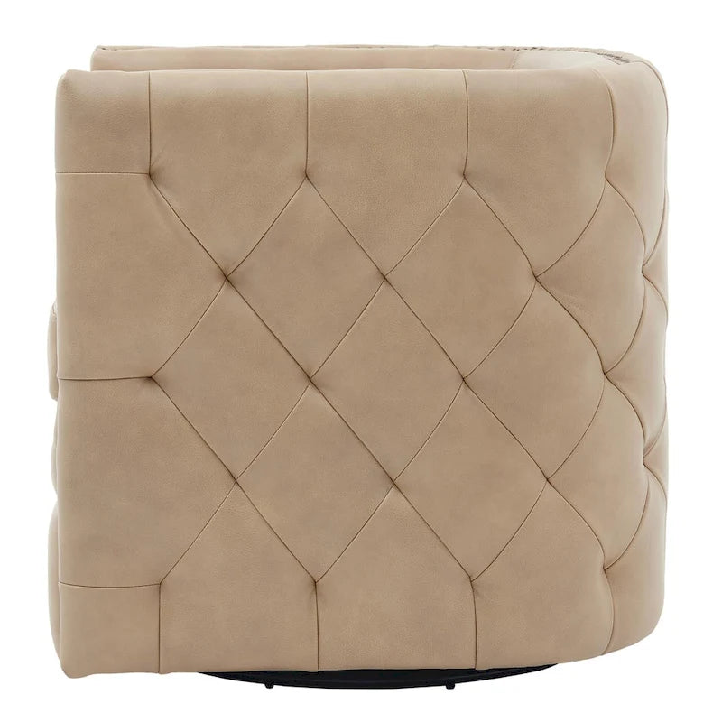 Fauteuil d'appoint capitonné pivotant en cuir pleine fleur