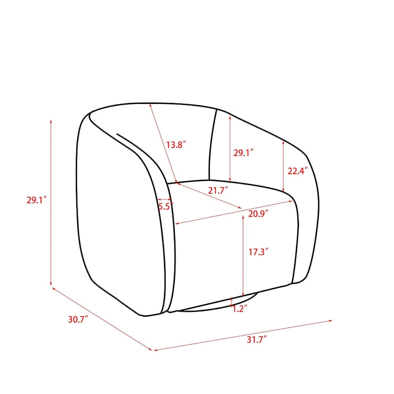 Fauteuil pivotant à 360° en forme de tonneau, 80,5 cm de large (lot de 2)
