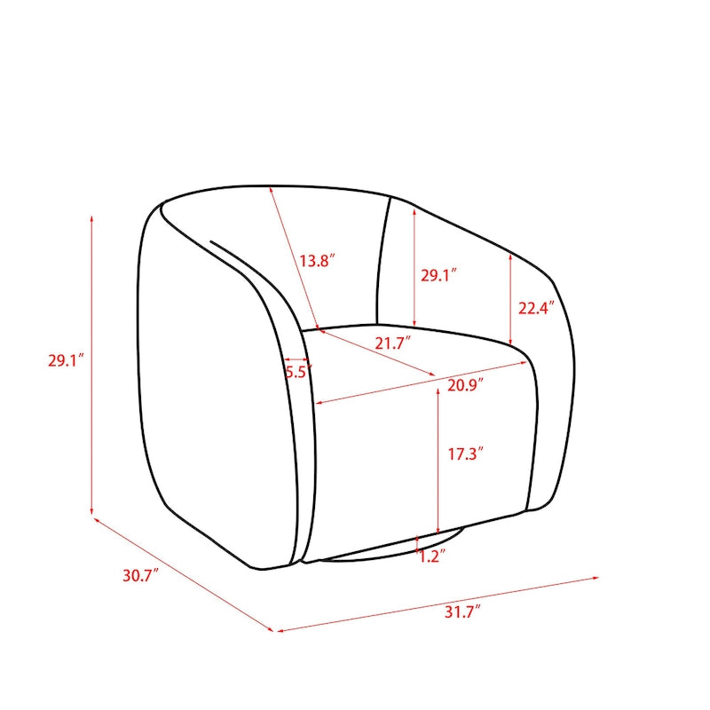 Fauteuil pivotant à 360° en forme de tonneau, 80,5 cm de large (lot de 2)