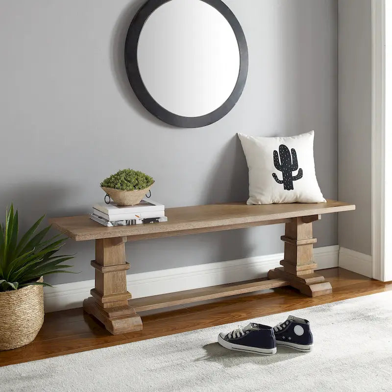 Banc de salle à manger rustique de ferme, 15" x 59,75" x 17,38"