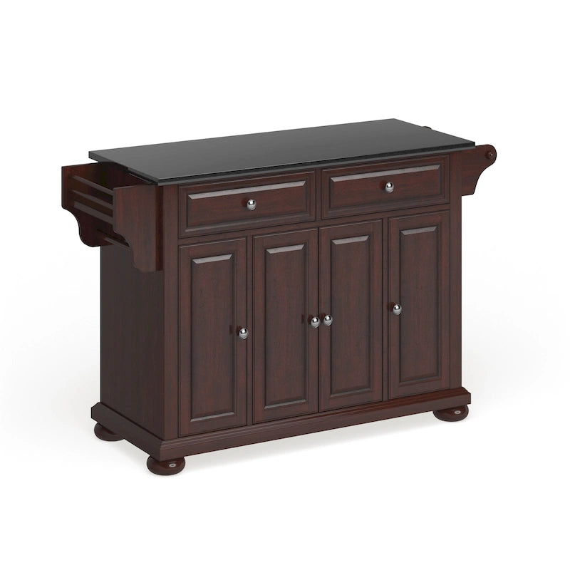 Îlot de cuisine fixe à plateau en granit avec armoire de rangement