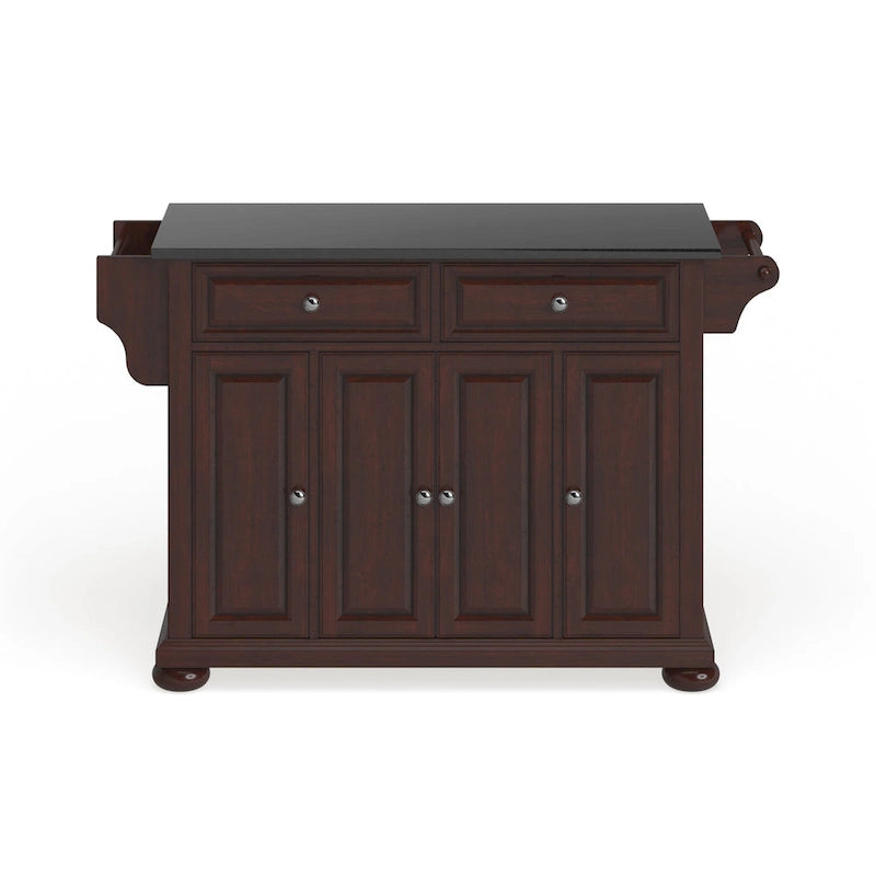 Îlot de cuisine fixe à plateau en granit avec armoire de rangement