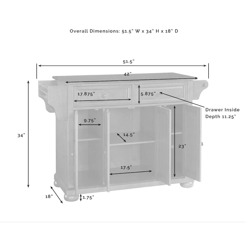 Îlot de cuisine fixe à plateau en granit avec armoire de rangement