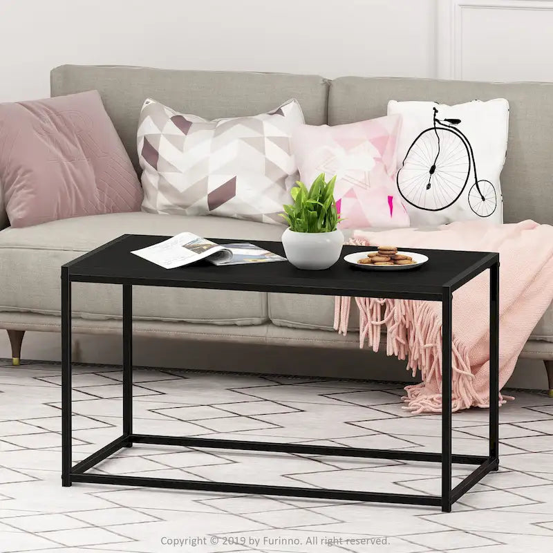 Table basse moderne en bois et métal