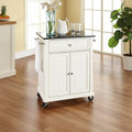 Crosley White Finish/Solid Black Granite Top Kitchen Cart/Island - 18d x 31w x 35.5h