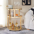 Dessert pour bar à roulettes rond à 3 niveaux avec porte-bouteilles, 56 cm (L) × 51 cm (P) × 86 cm (H)