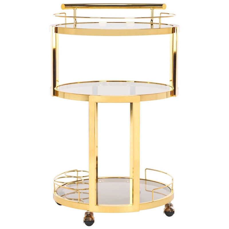 Dessert pour bar à roulettes rond à 3 niveaux avec porte-bouteilles, 56 cm (L) × 51 cm (P) × 86 cm (H)