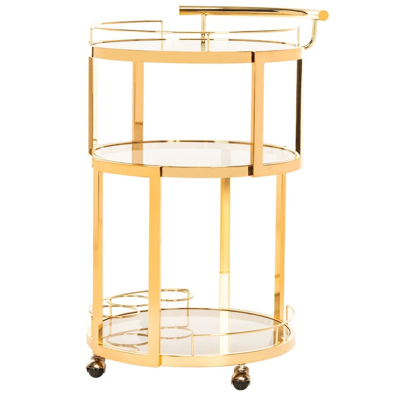 Dessert pour bar à roulettes rond à 3 niveaux avec porte-bouteilles, 56 cm (L) × 51 cm (P) × 86 cm (H)