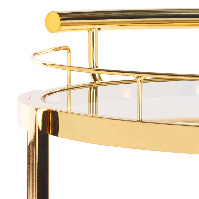 Dessert pour bar à roulettes rond à 3 niveaux avec porte-bouteilles, 56 cm (L) × 51 cm (P) × 86 cm (H)