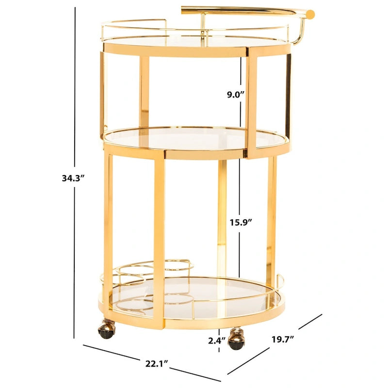Dessert pour bar à roulettes rond à 3 niveaux avec porte-bouteilles, 56 cm (L) × 51 cm (P) × 86 cm (H)