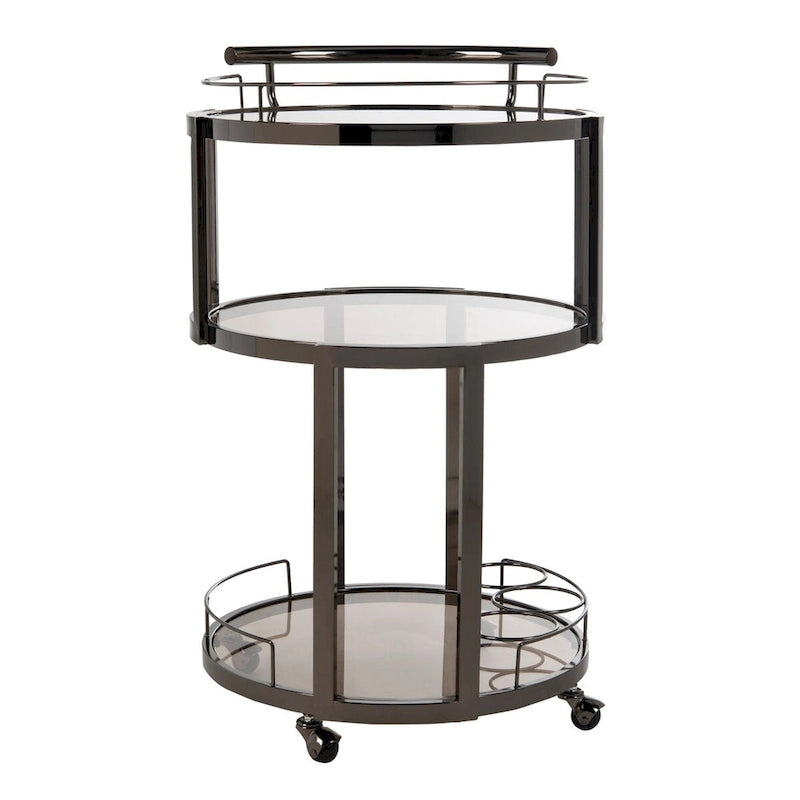 Dessert pour bar à roulettes rond à 3 niveaux avec porte-bouteilles, 56 cm (L) × 51 cm (P) × 86 cm (H)