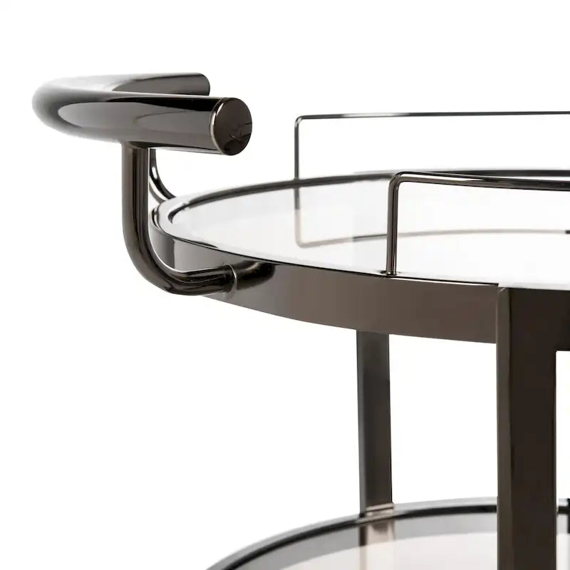 Dessert pour bar à roulettes rond à 3 niveaux avec porte-bouteilles, 56 cm (L) × 51 cm (P) × 86 cm (H)