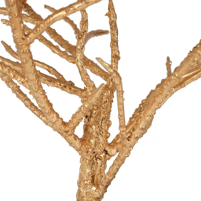 Table d'appoint ronde avec plateau en granit blanc et base en fer en forme de branche d'arbre