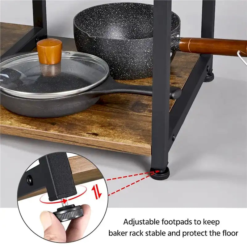 Ilot de cuisine avec étagère de rangement et structure métallique
