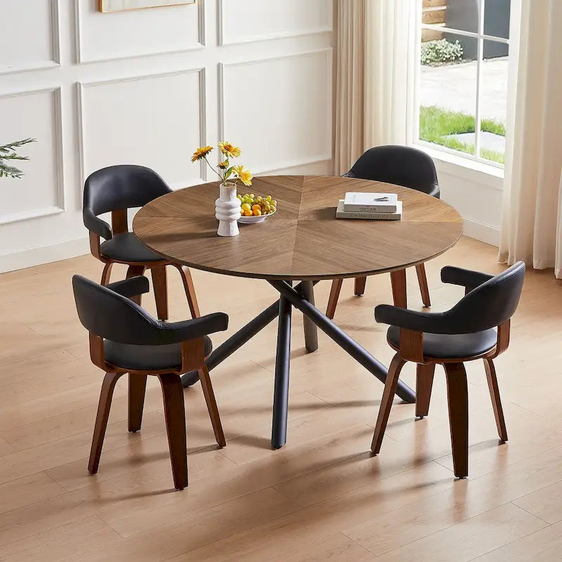 Table à manger ronde avec pied en X pour cuisine et salle à manger
