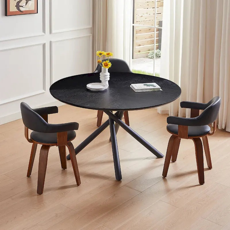 Table à manger ronde avec pied en X pour cuisine et salle à manger