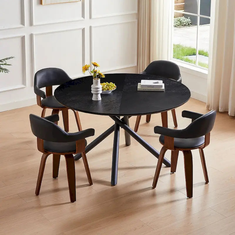 Table à manger ronde avec pied en X pour cuisine et salle à manger