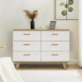 Modern White Oak Storage Solid Wood Drawer Dresser Side Cabinet
