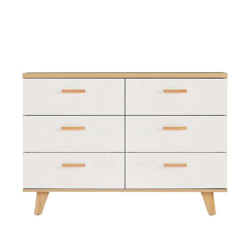 Commode/chiffonnier à 6 tiroirs en chêne blanc