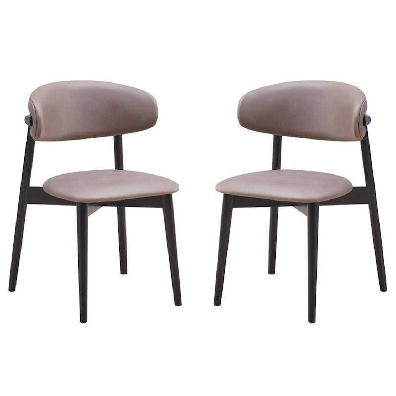 Chaises de salle à manger du milieu du siècle avec pieds tournés, tissu gris et cadre noir, lot de 2