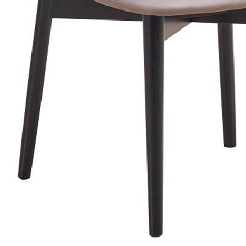 Chaises de salle à manger du milieu du siècle avec pieds tournés, tissu gris et cadre noir, lot de 2
