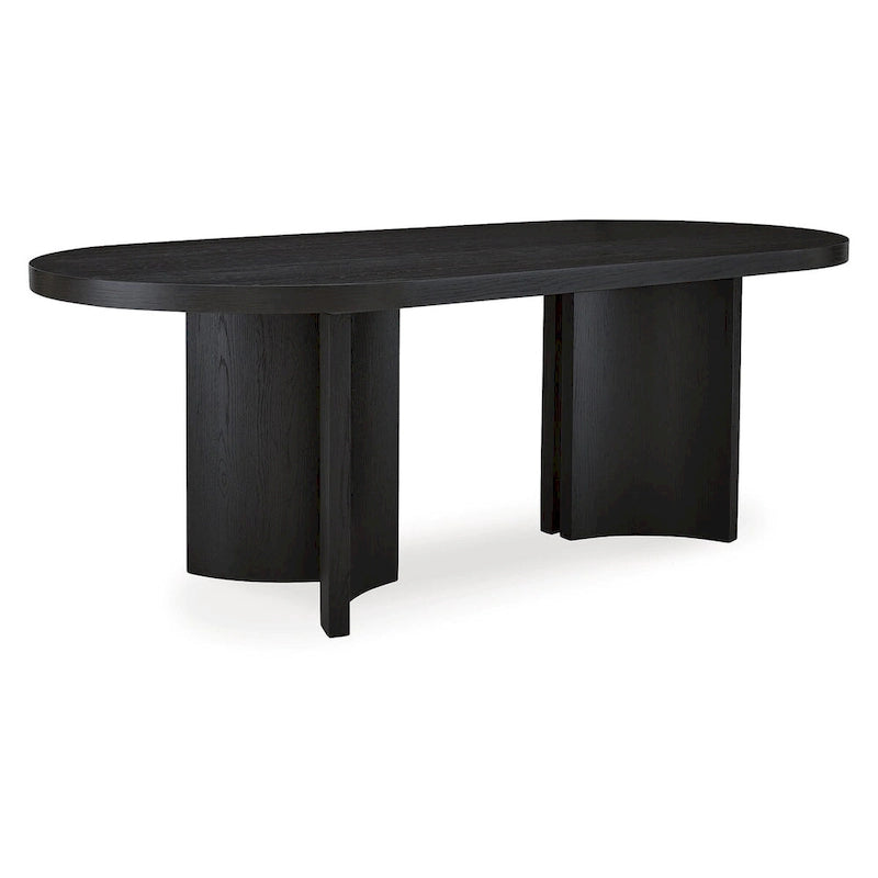 Table de salle à manger ovale noire Art Déco, jusqu'à 8 places