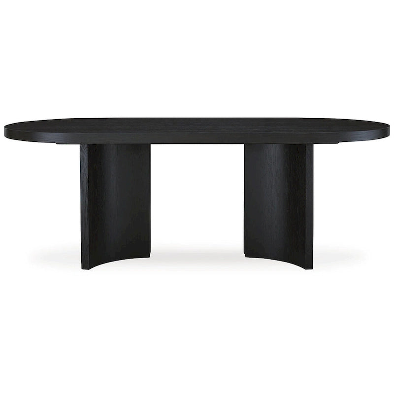 Table de salle à manger ovale noire Art Déco, jusqu'à 8 places