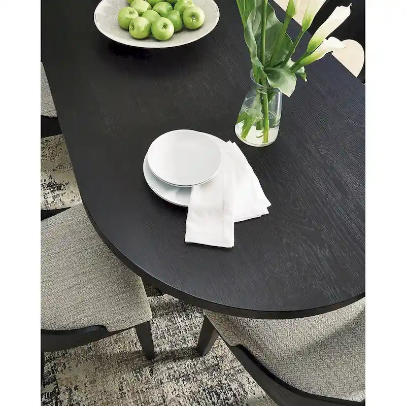 Table de salle à manger ovale noire Art Déco, jusqu'à 8 places