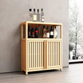 Meuble de rangement en bambou sur pied avec 2 portes à persiennes