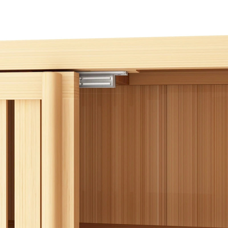 Meuble de rangement en bambou sur pied avec 2 portes à persiennes